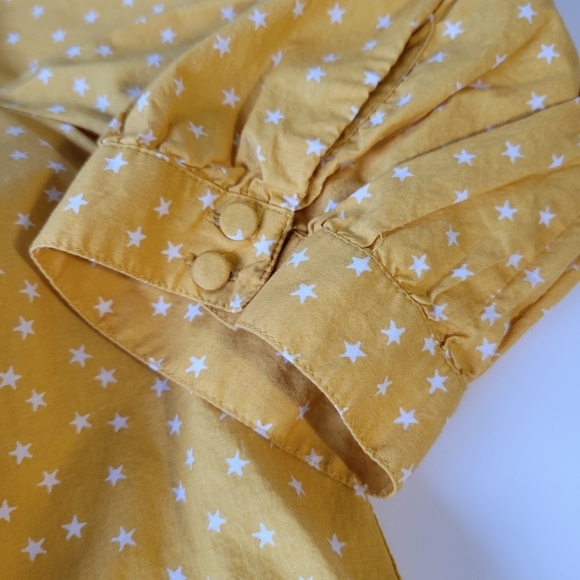 Madewell Wrap Star Print Blouse Size M Mustard Yellow - Picture 5 of 11